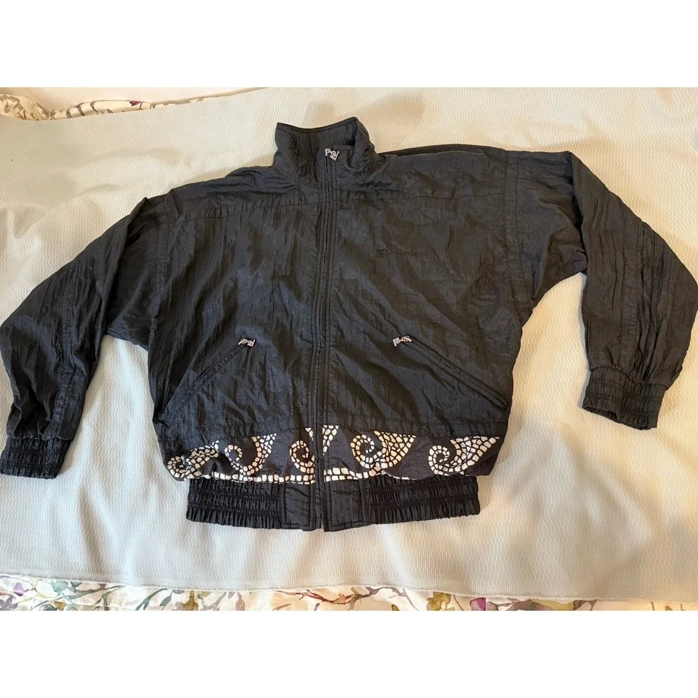 Vintage 80 s Cross Fusion Relaxed Gallery Sport Mosaic Full Zip Windbreaker Sz M